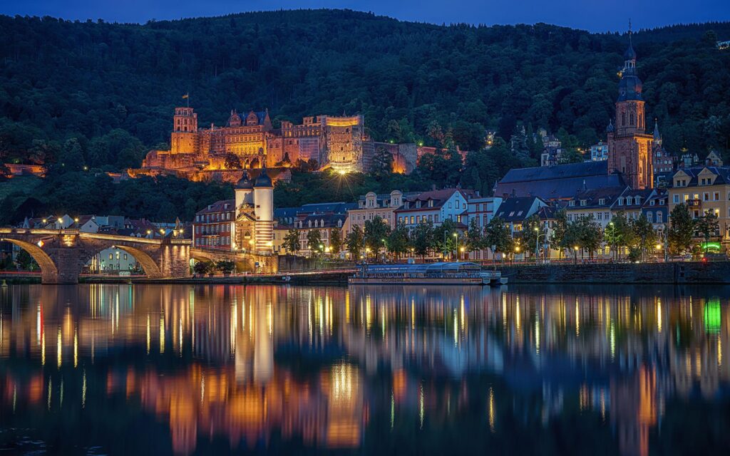 Wallpapers Germany Heidelberg Bridges Pier Night Rivers