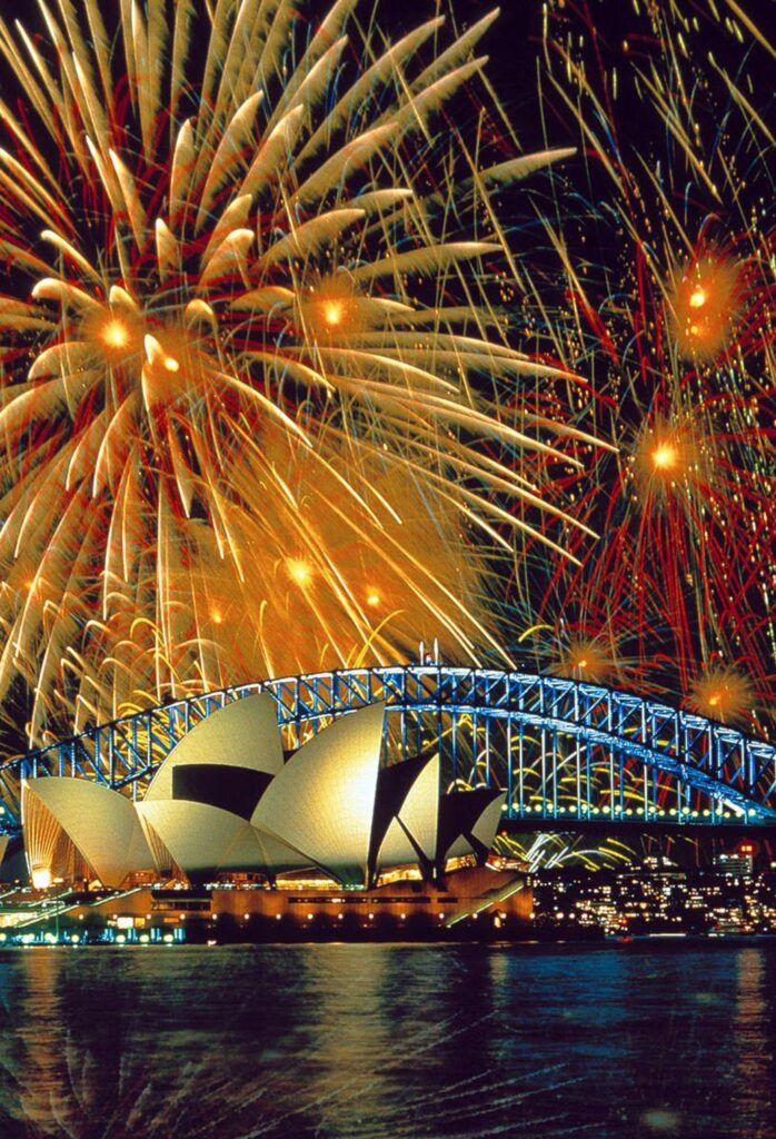 Fireworks Sydney Opera House and Harbor Bridge Wallpapers for iPhone