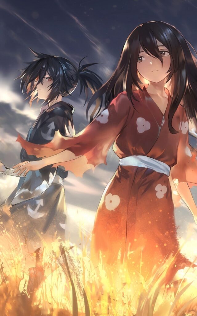 Download Dororo, Hyakkimaru, Field, Sunset, Yukata, Clouds