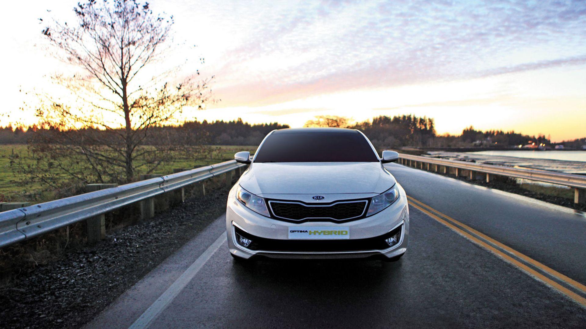 Front Pose of Kia Optima Hybrid On Highway Wallpapers