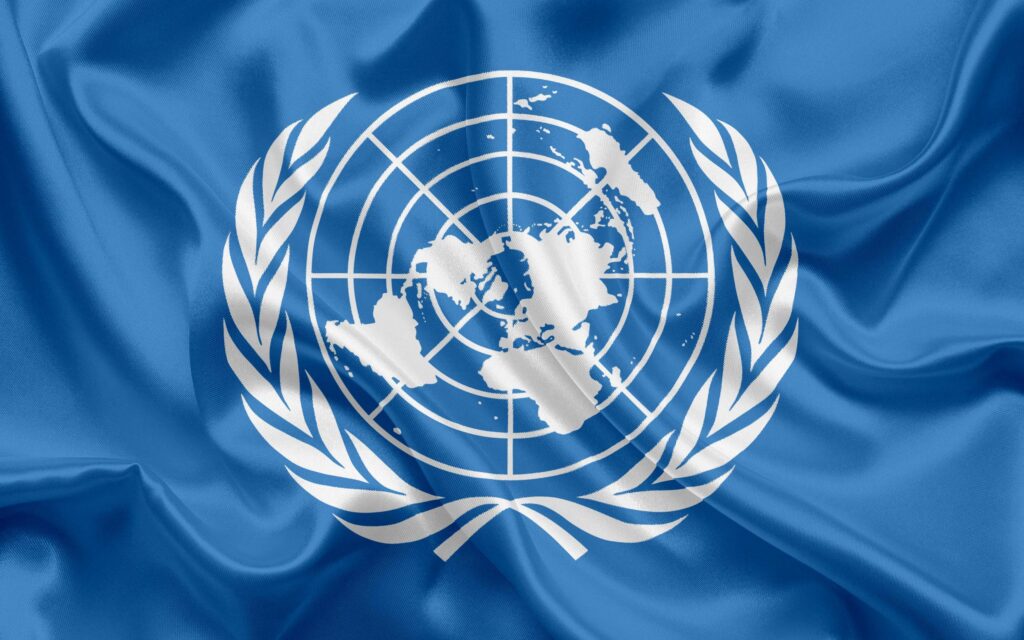 Download wallpapers Flag of the United Nations, silk flag, UN, world