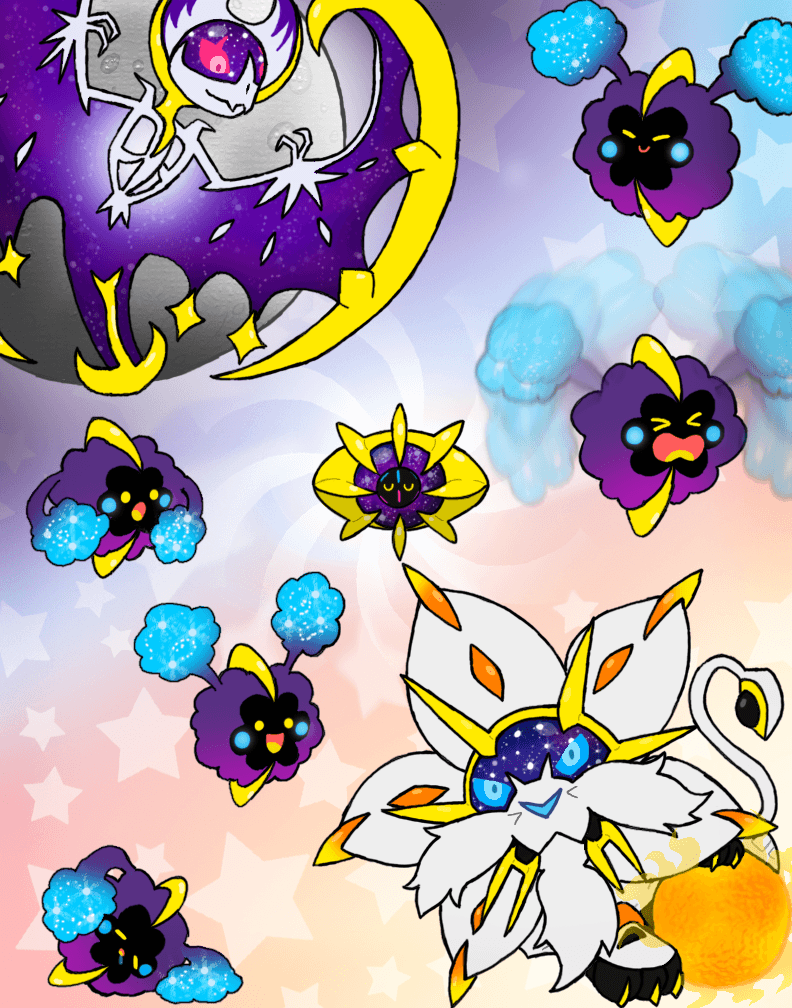Cosmog and Evos by Rotommowtom