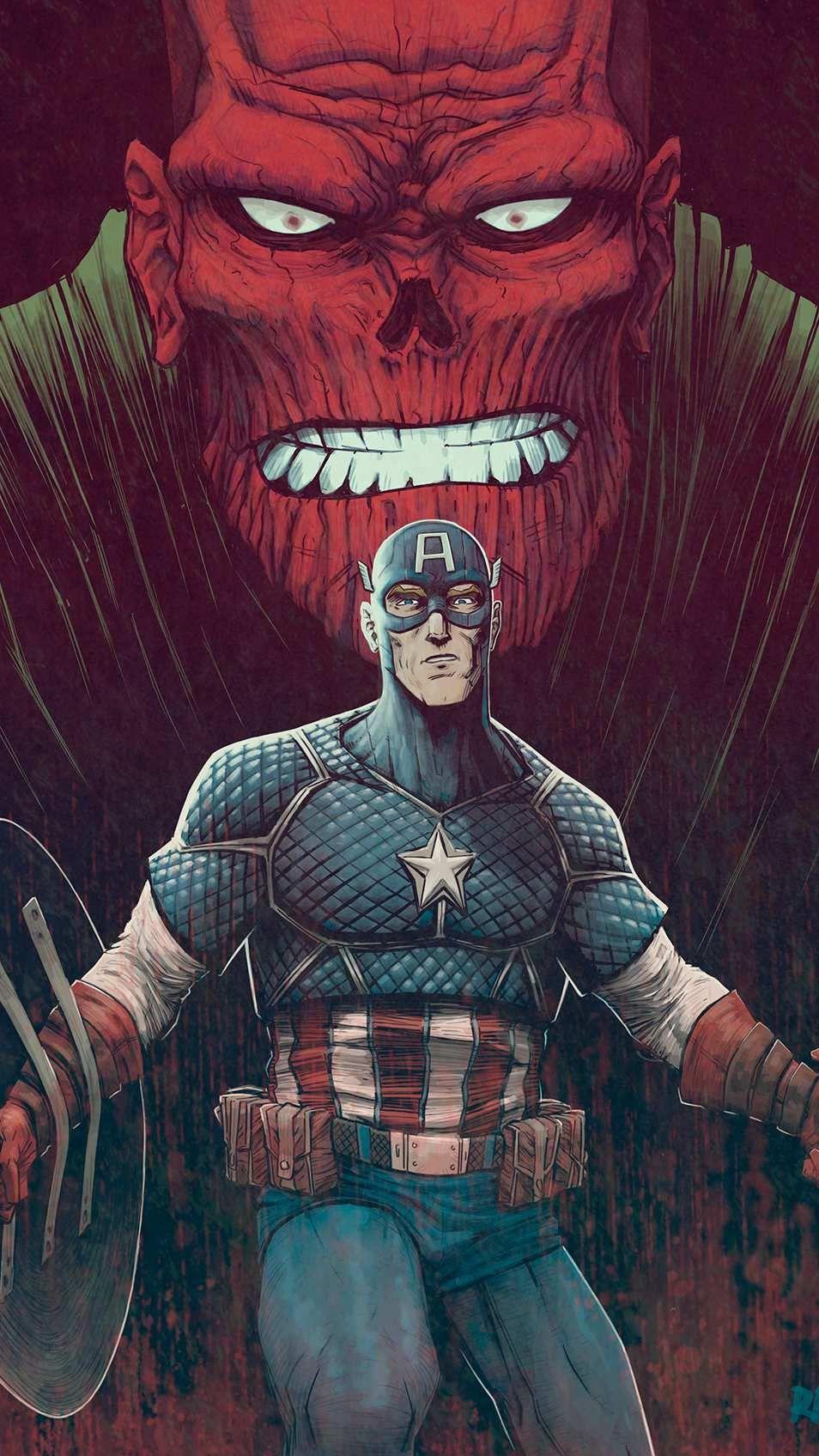 Captain America vs Red Skull iPhone Wallpapers