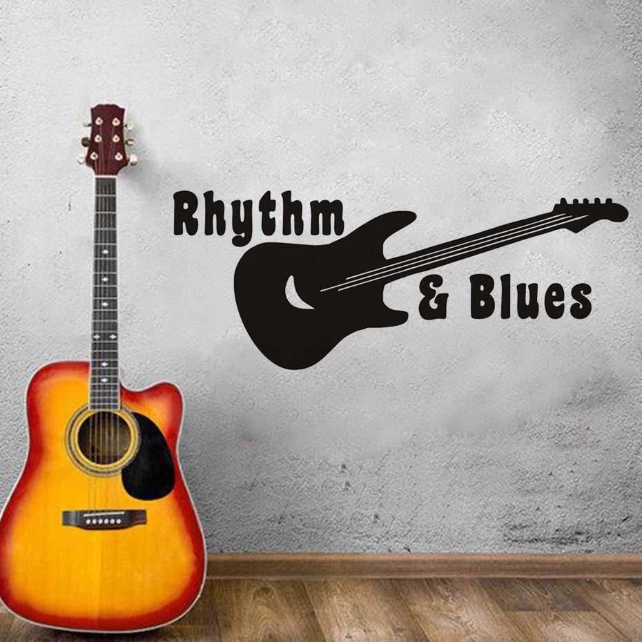 Rhythm Blues Guitar Music Vinyl Wall Stickers Kids Living Room