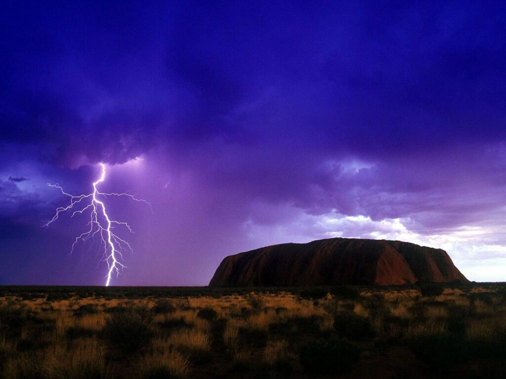 Download Wallpapers clouds thunderstorm lightning uluru ayers rock