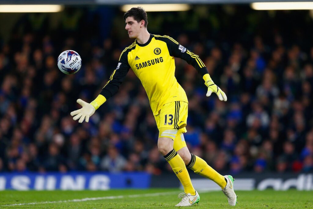 Download wallpapers Chelsea, match, Thibaut Courtois, goalkeeper