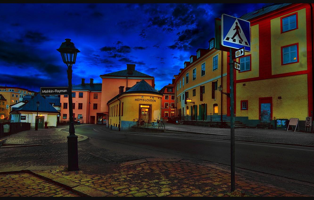 Wallpapers city, the city, street, the evening, Sweden, Sweden