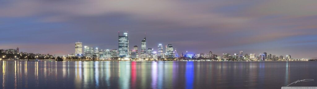 Perth by Night Panorama 2K desk 4K wallpapers Widescreen High