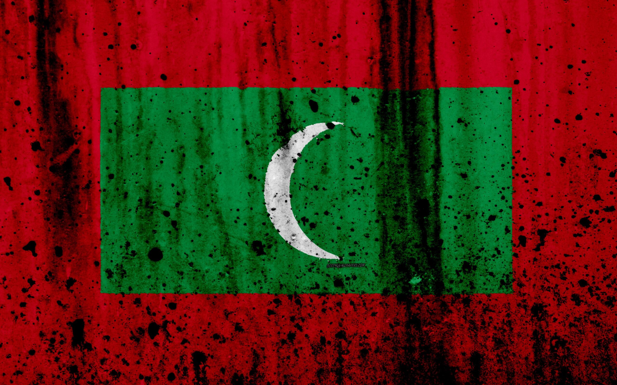 Download wallpapers Maldives flag, k, grunge, flag of Maldives