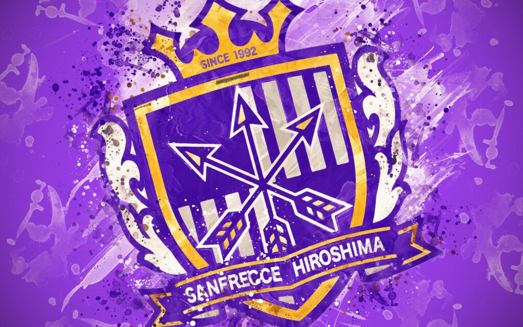 Download wallpapers Sanfrecce Hiroshima FC, k, paint art, logo