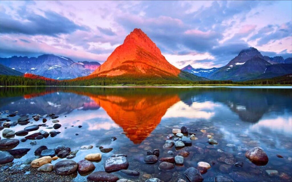 Reflection Mount Grinnell Glacier National Park Montana 2K Desktop