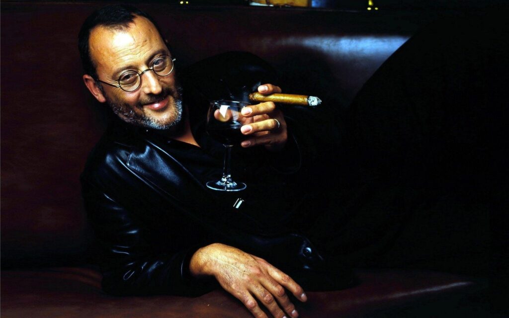 Actor Jean Reno with Cigar and a Glass of Wine widescreen wallpapers