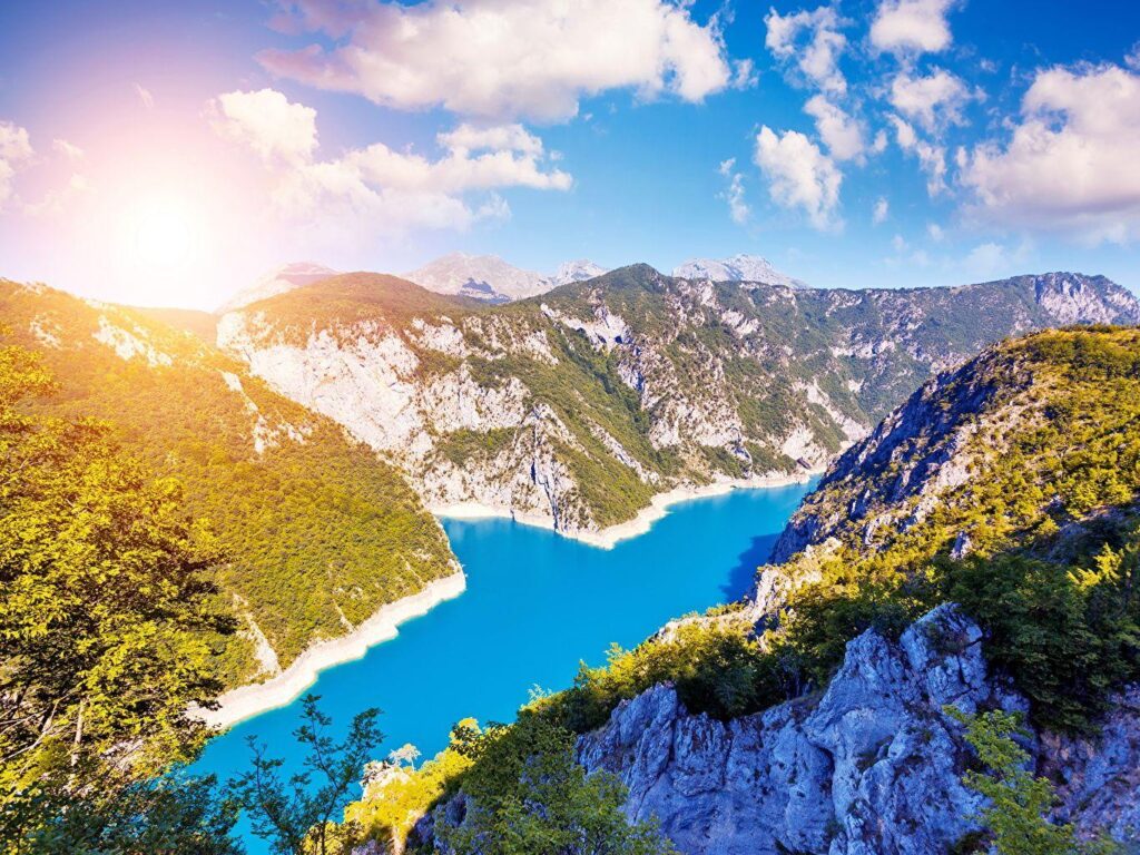 Wallpaper Montenegro Lake Piva Nature Mountains Sky Landscape