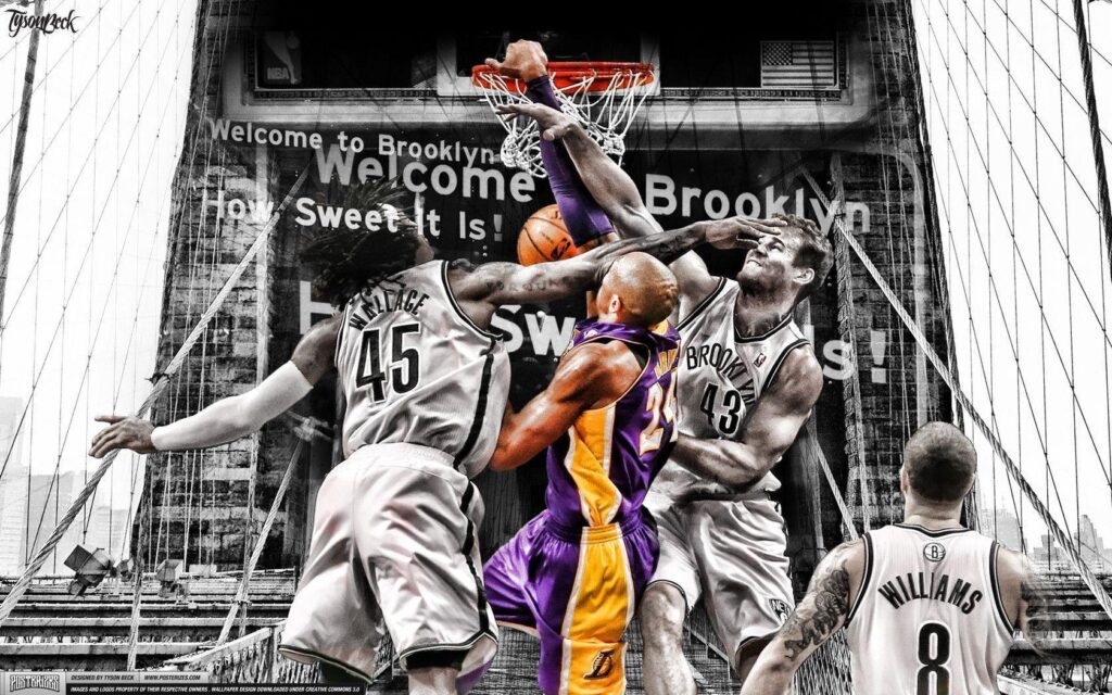 Kobe Bryant dunks on Brooklyn Wallpapers