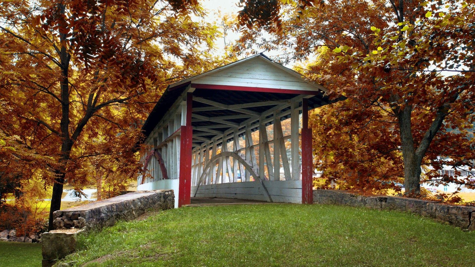 Bridges Knisely Covered Bridge Bedford County Pennsylvania Trees