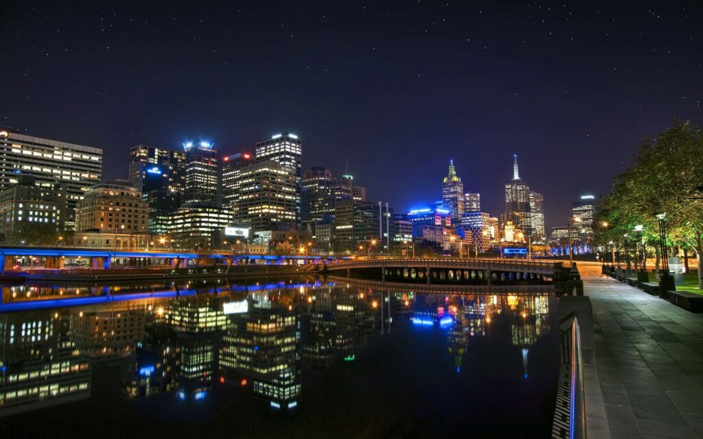 Night Look of City Melbourne in Australia 2K Wallpapers