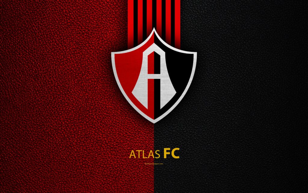 Download wallpapers Atlas FC, k, leather texture, logo, Mexican