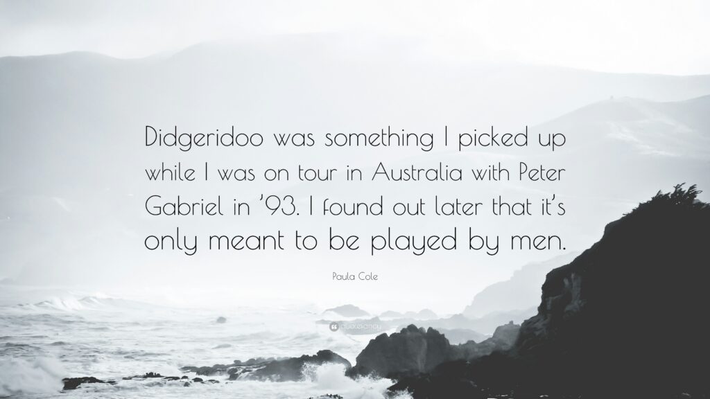 Paula Cole Quote “Didgeridoo was something I picked up while I was