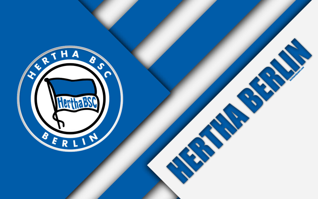 Download wallpapers Hertha Berlin, FC, k, material design, emblem