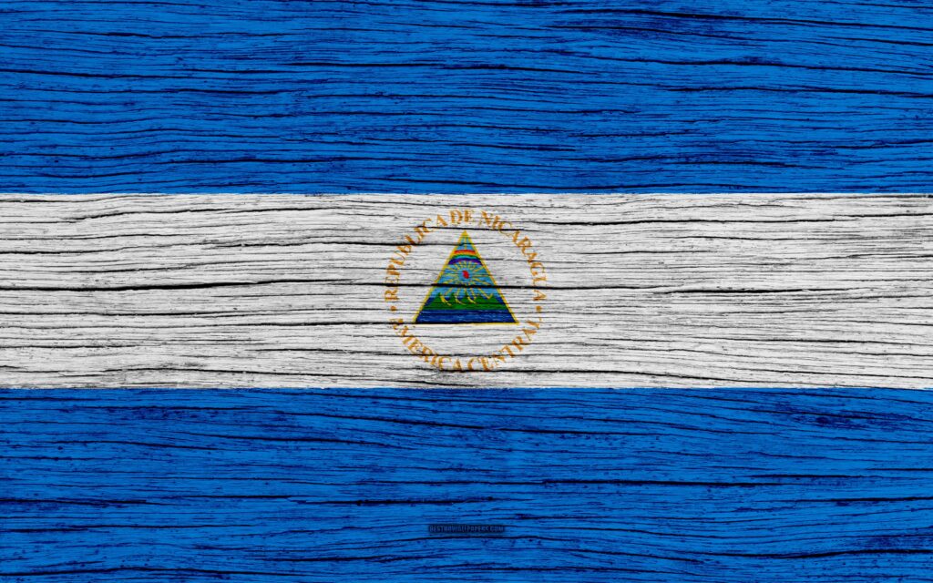 Download wallpapers Flag of Nicaragua, k, North America, wooden