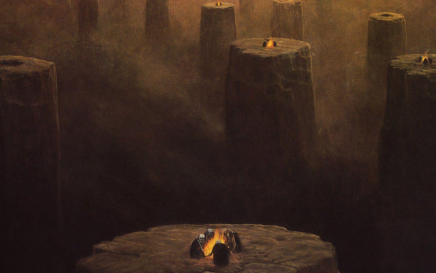 Horror Dust Skeletons Artwork Pillars Campfire Zdzislaw Beksinski