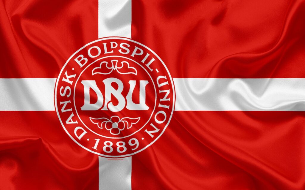 Download wallpapers Denmark national football team, emblem, logo