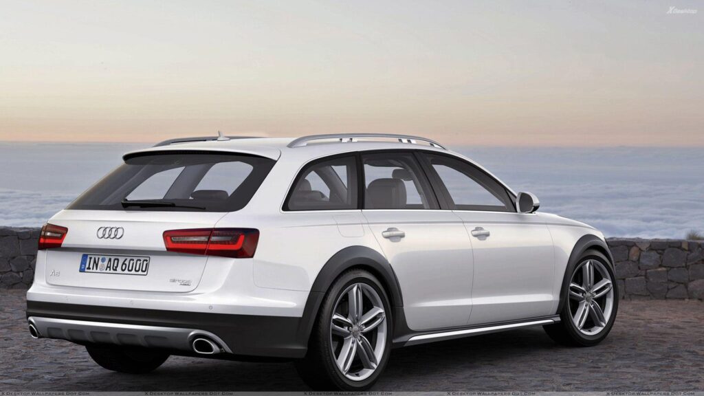 Back Side Pose Of Audi A Allroad In White Near Sea Side Wallpapers