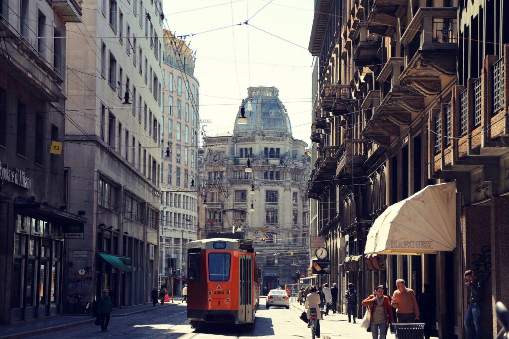 Italy milan milano city road people downtown train wallpapers