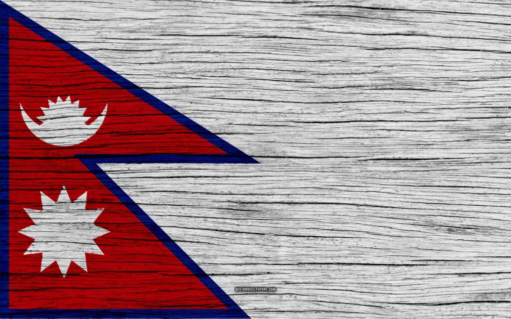 Download wallpapers Flag of Nepal, k, Asia, wooden texture