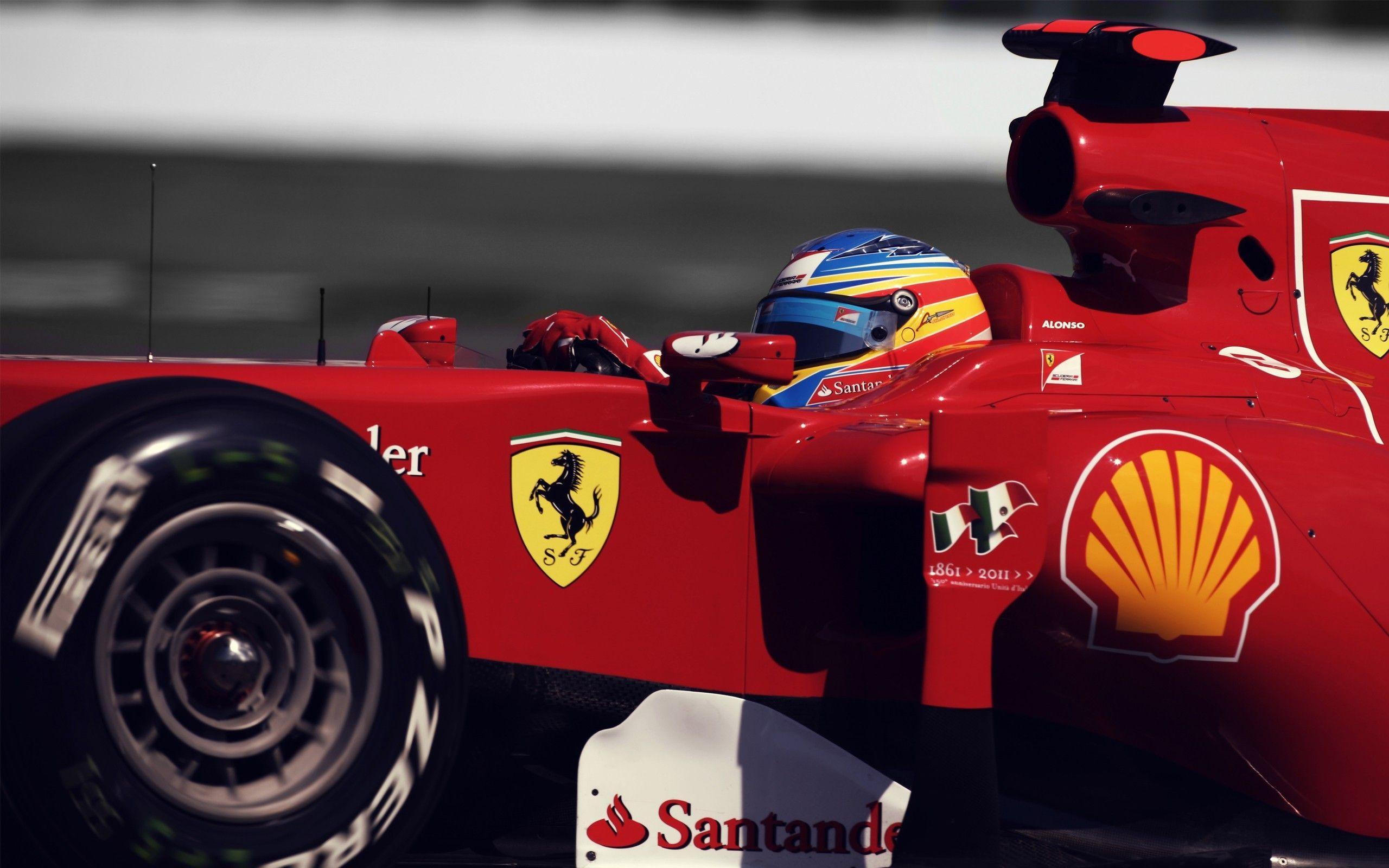 Fernando Alonso Driving Ferrari Scuderia at Formula One widescreen