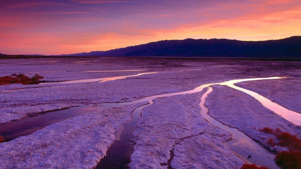 Sunset mountains California Death Valley salt flats wallpapers