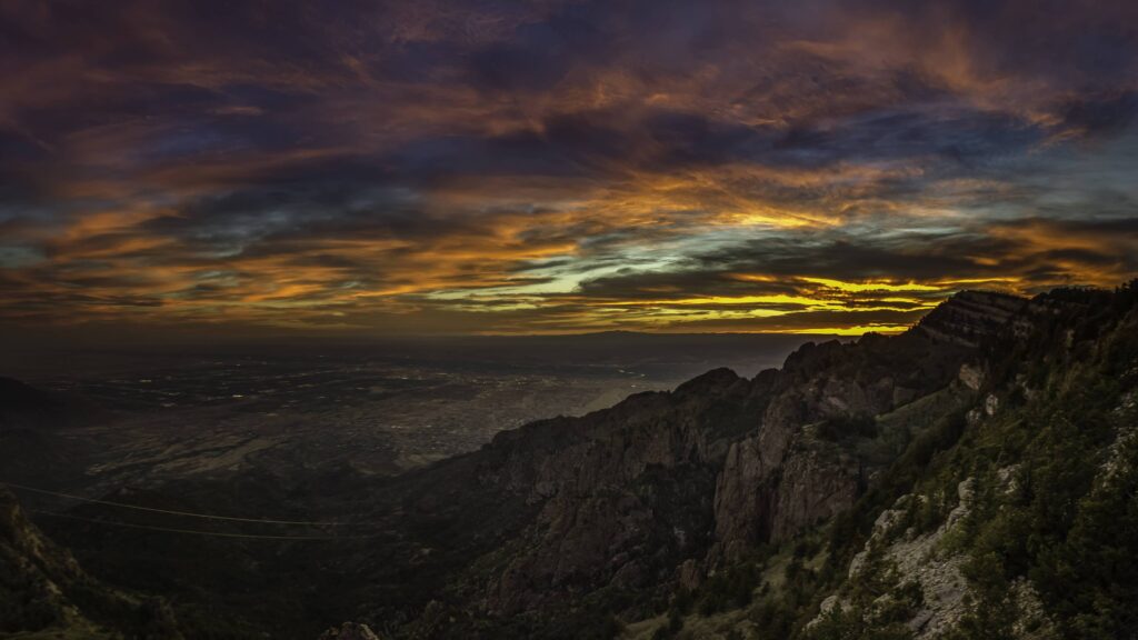 BOTPOST The view of Albuquerque, New Mexico at sunset from Sandia