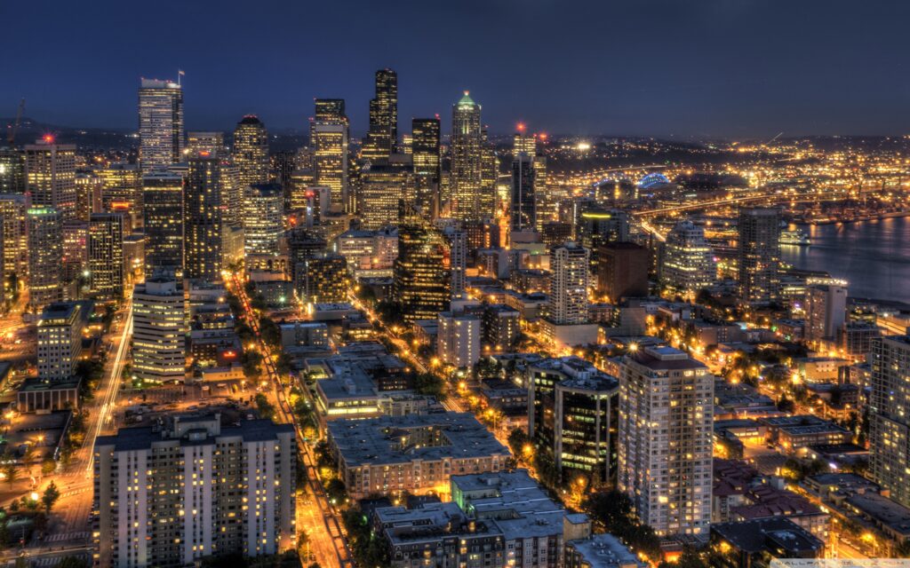 Seattle At Night From The Space Needle HDR ❤ K 2K Desktop