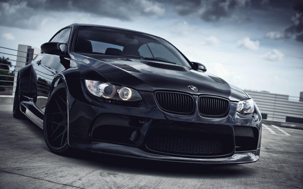Black BMW M with a wide body kit Wallpapers in 2K