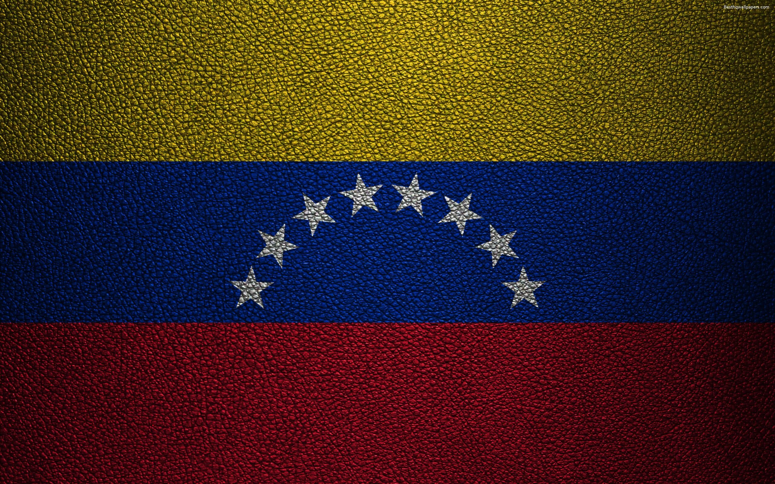 Download wallpapers Flag of Venezuela, k, leather texture