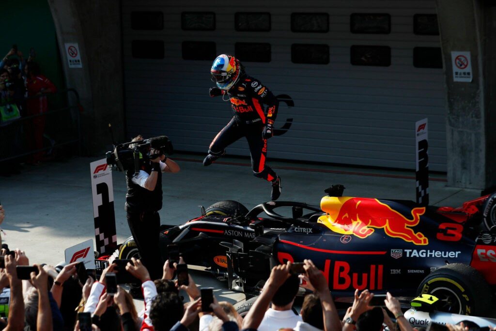 Amazing shot of Daniel Ricciardo after winning the Chinese GP formula