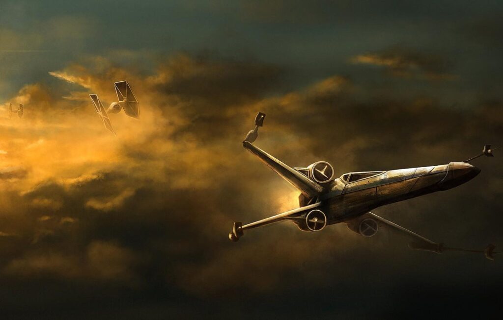 Wallpapers The sky, Figure, Star Wars, Battle, Art, Dogfight, Science