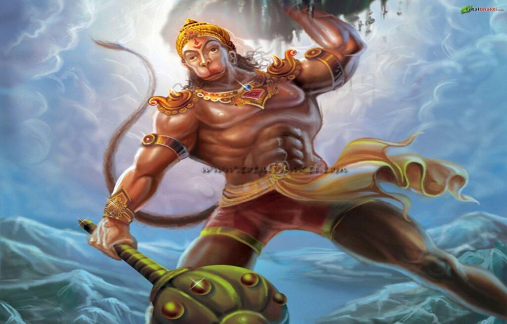 Hanuman wallpaper, Hindu wallpaper, Lord Hanuman lifting mountain