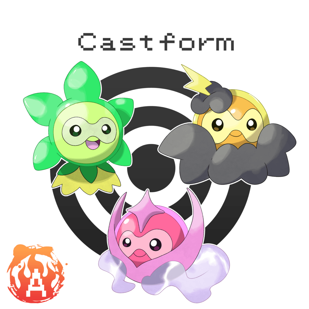 Castform Grassy, Misty, and Stormy Form by Austinferno on