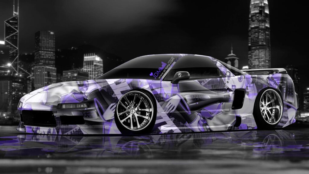 Toyota Supra Anime JDM City Car Back Blue Neon 2K Wallpapers By