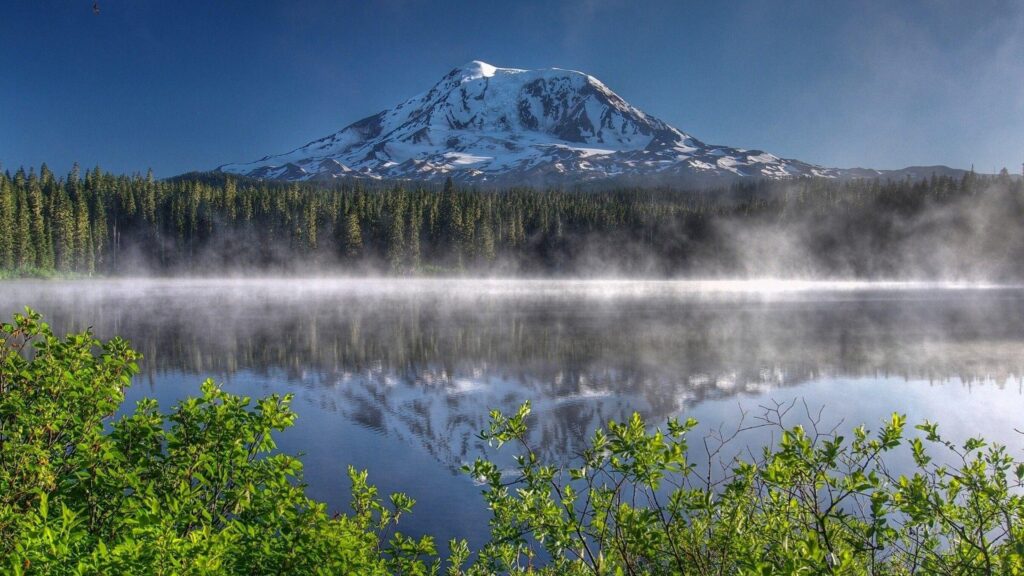 Nature, Landscape, Mountain, Mist, Snowy Peak, Trees, Forest