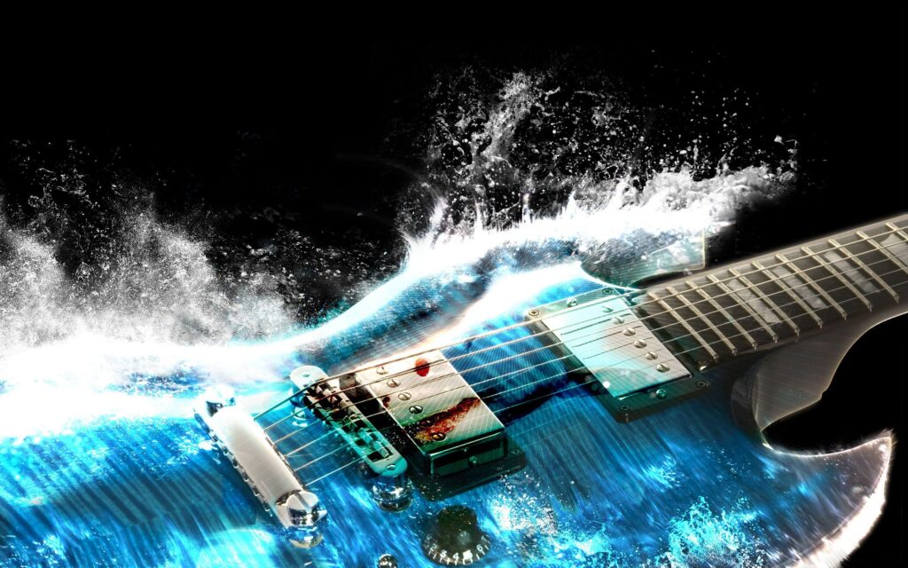 Blue Splash Digital Art Electric Guitar Wallpapers