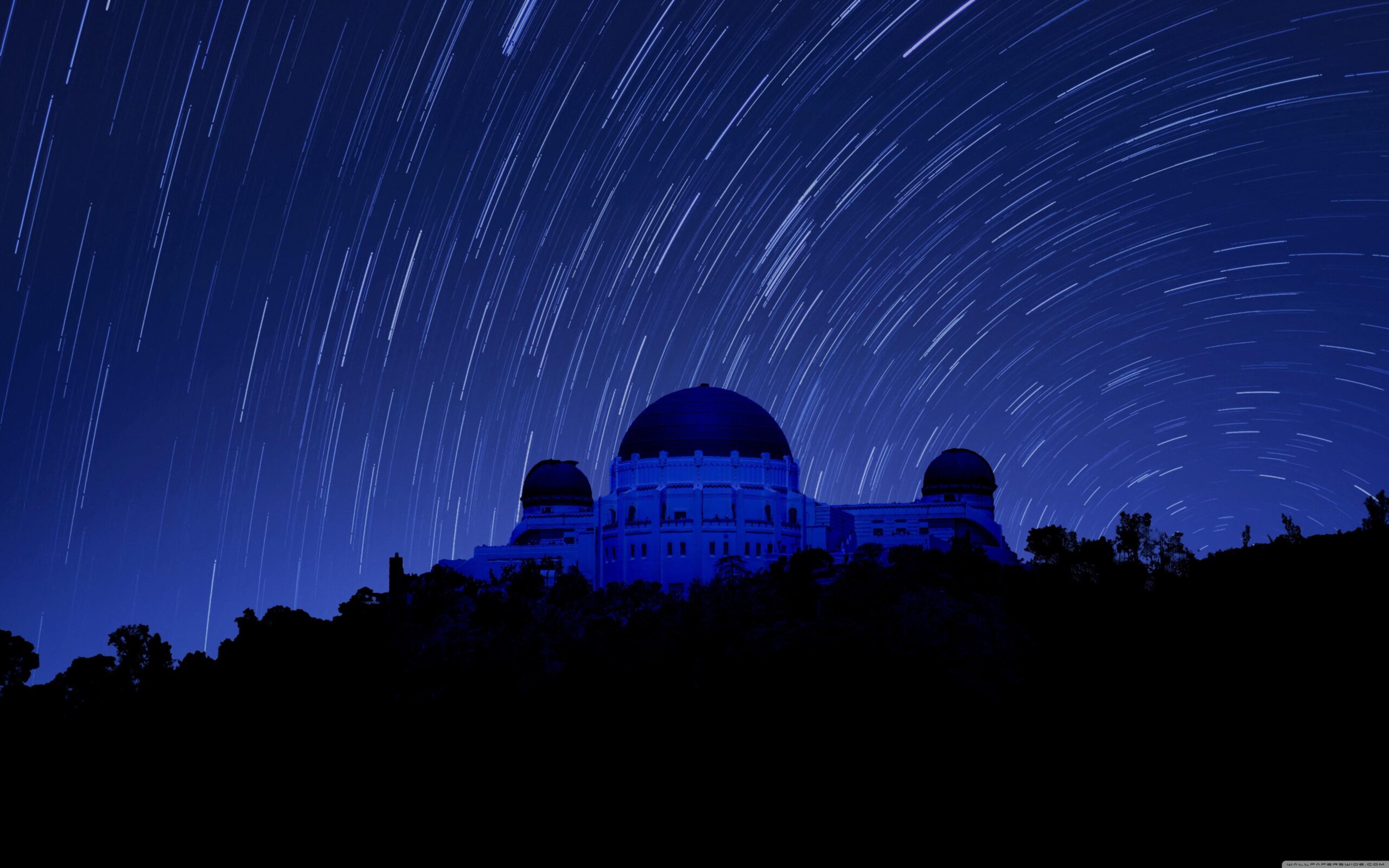 Griffith Observatory at Night, Star Trails ❤ K 2K Desktop