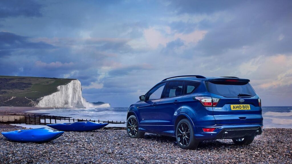 Ford Kuga blue color rear profile 2K k wallpapers