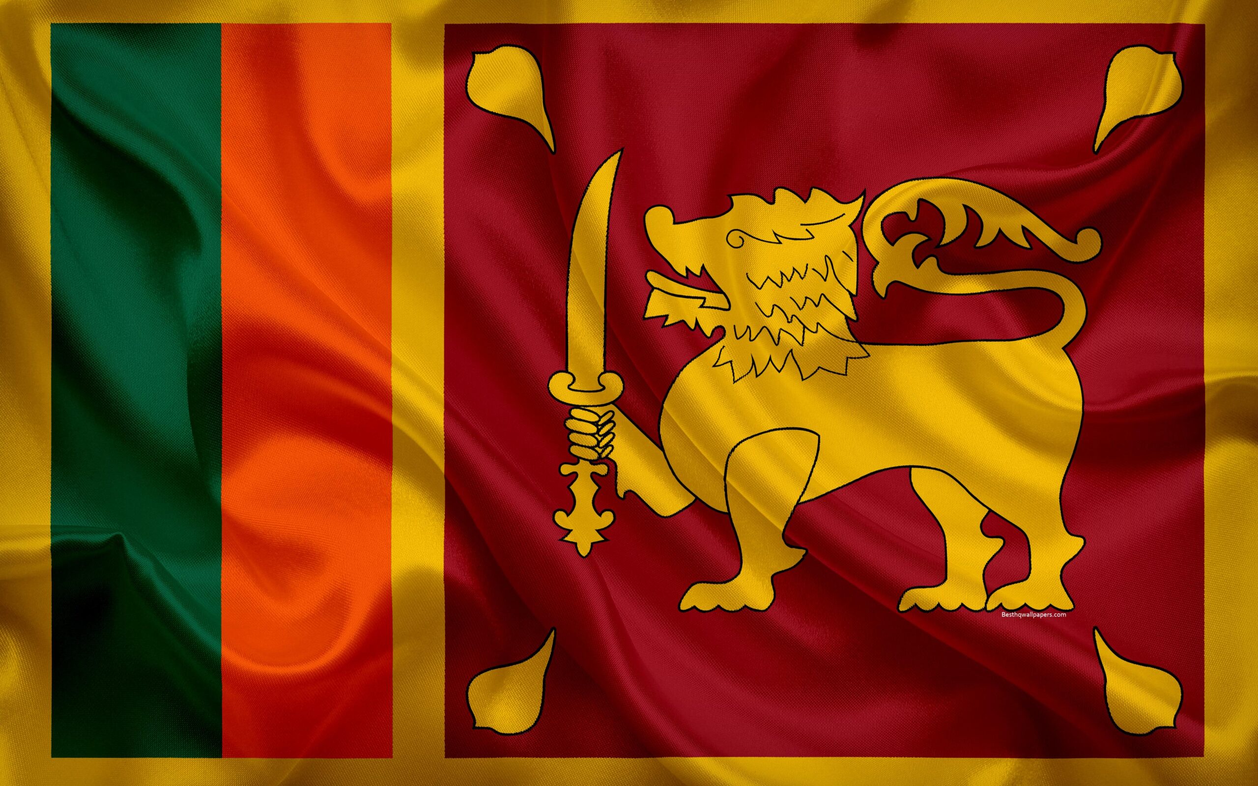 Download wallpapers flag of Sri Lanka, k, silk flag, national