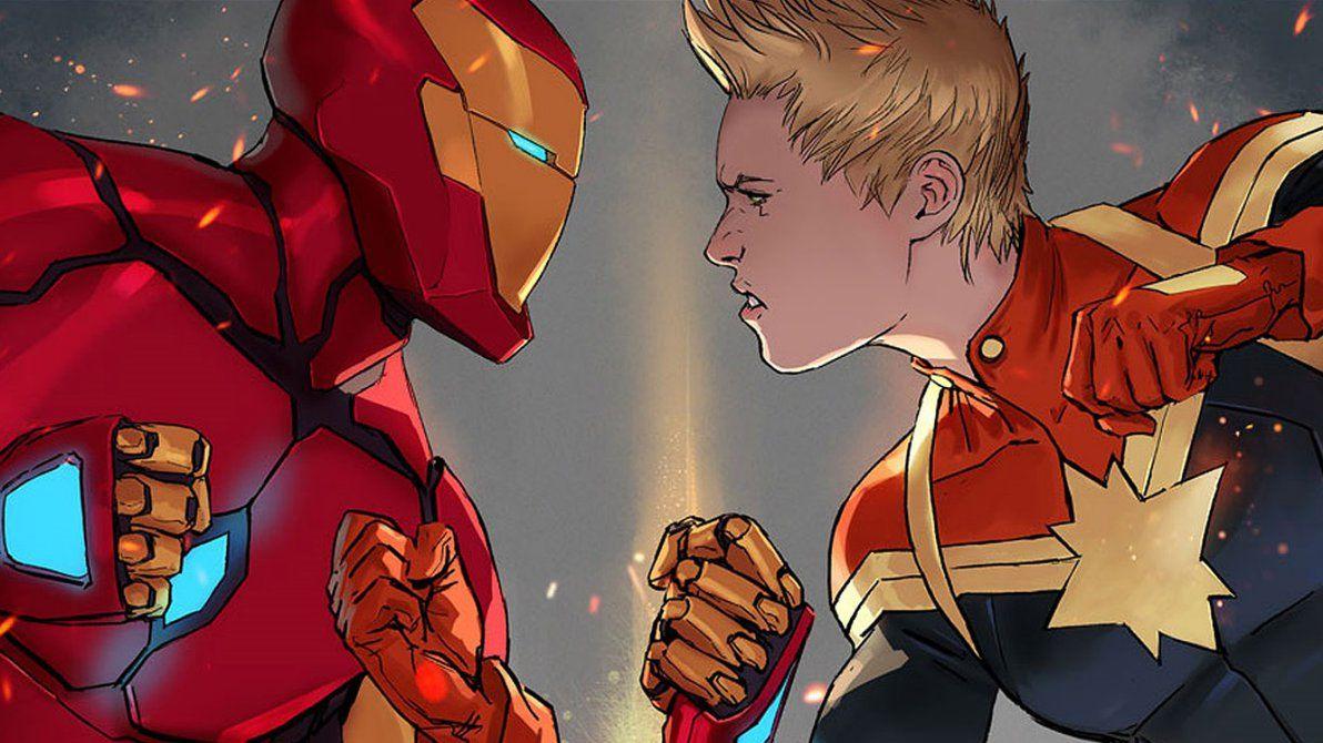 Civil War II Wallpapers Iron Man Vs Captain Marvel by Vampirewiccan