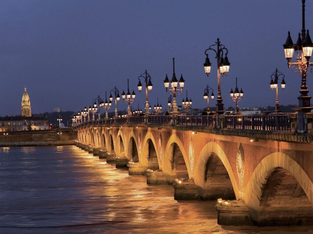 Night bridge in Bordeaux, France wallpapers and Wallpaper