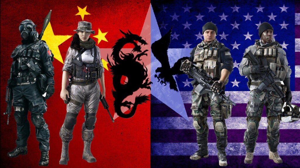 Guns dragons China flags USA gas masks Battlefield wallpapers