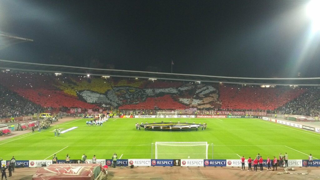 Interesting choreography before the match by Red Star fans ) Gunners