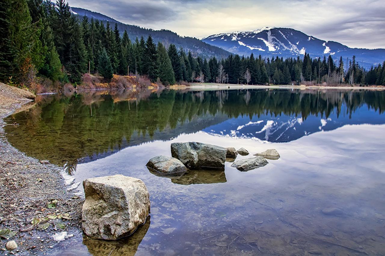 Wallpaper Canada Lake Whistler Nature Mountains Forests Landscape